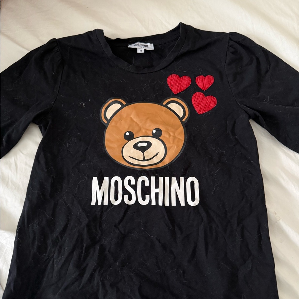 Moschino Black Long Sleeve Tee with Bear Design